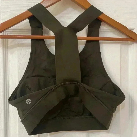 Lululemon Racer Back Sports Bra Dark Olive Green Size 6 - Picture 2 of 5
